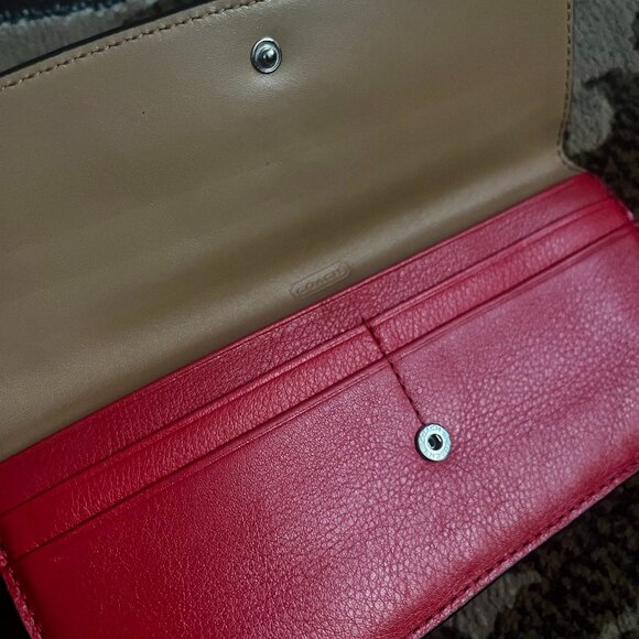 COACH Vermillion Leather Slim Envelope Wallet - Picture 2 of 3